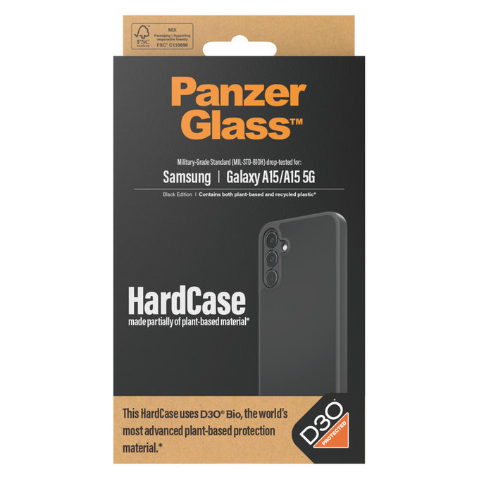 Hülle HardCase D3O für Samsung Galaxy A15/A15 5G, Schwarz, PanzerGlass