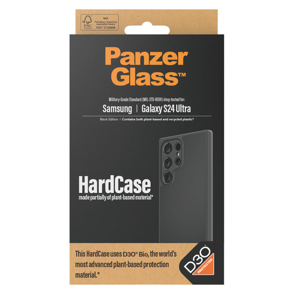 Hülle HardCase D3O für Samsung Galaxy S24 Ultra, Schwarz, PanzerGlass