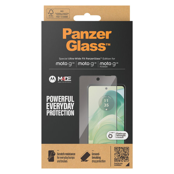 Panzerglas UWF für Motorola Moto G04/E14/G24 Power, Schwarz, PanzerGlass