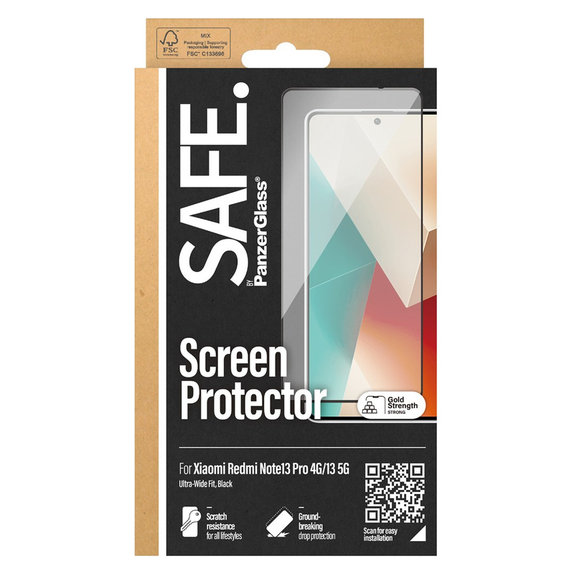 Panzerglas UWF für Xiaomi Redmi Note 13 4G, Schwarz, SAFE by PanzerGlass