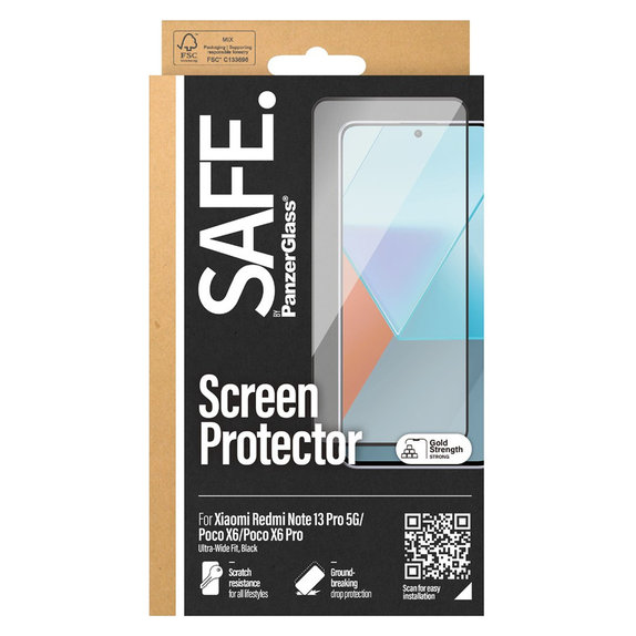 Panzerglas UWF für Xiaomi Redmi Note 13 Pro 5G, Schwarz, SAFE by PanzerGlass
