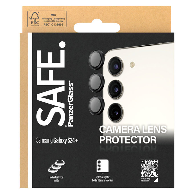 Kameraobjektivschutz für Samsung Galaxy S24+, Schwarz, SAFE by PanzerGlass