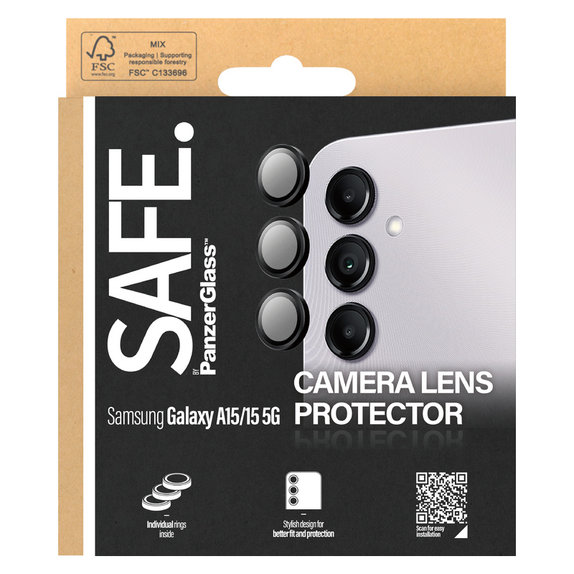 Kameraobjektivschutz für Samsung Galaxy A15/A15 5G, Schwarz, SAFE by PanzerGlass