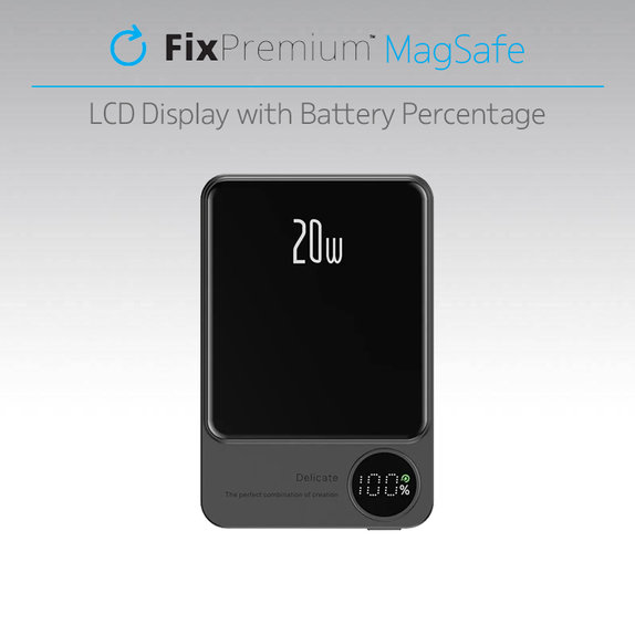 FixPremium - MagSafe PowerBank mit LCD 5000mAh, schwarz