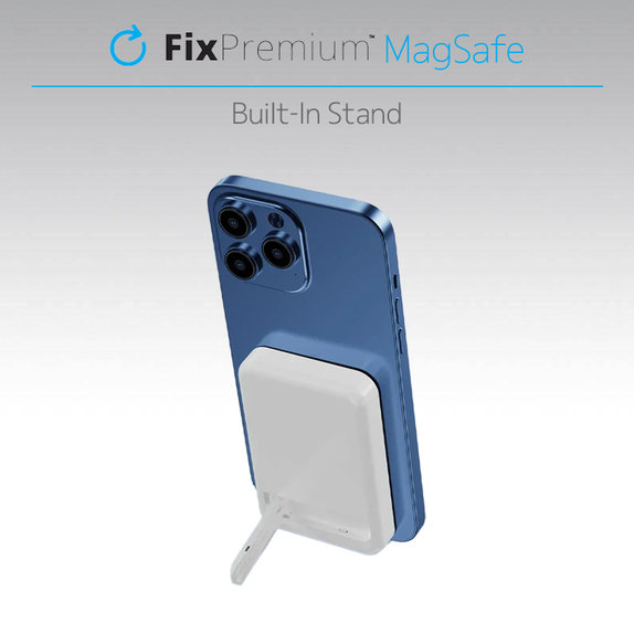 FixPremium - MagSafe PowerBank mit Ständer 5000mAh, weiss