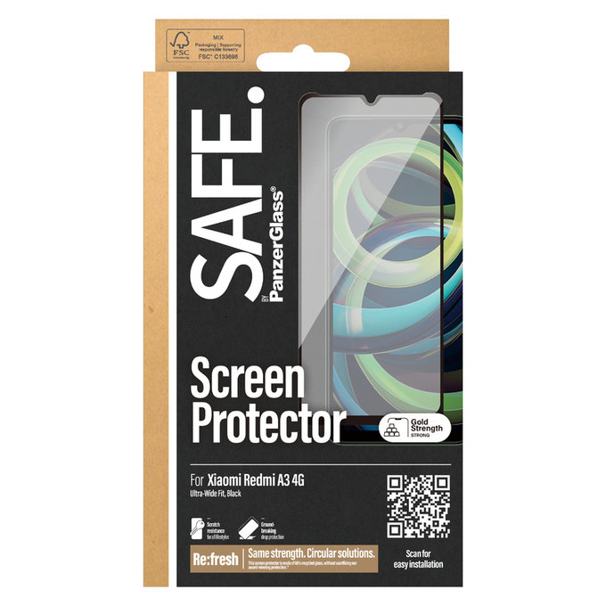 Panzerglas UWF für Xiaomi Redmi A3, Schwarz, SAFE by PanzerGlass