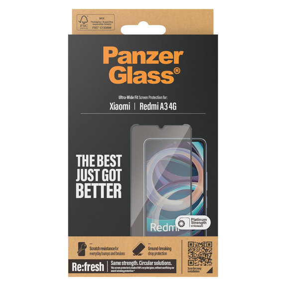 Panzerglas UWF AB für Xiaomi Redmi A3, Čierne, PanzerGlass