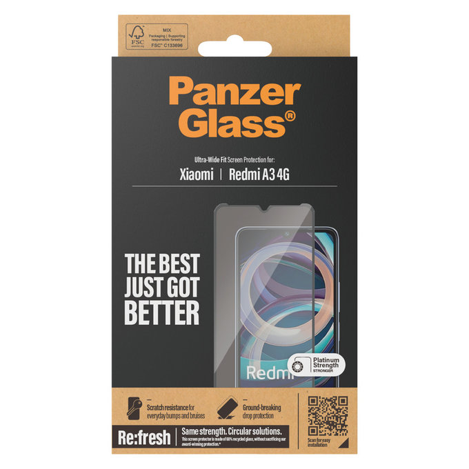 Panzerglas UWF AB für Xiaomi Redmi A3, Čierne, PanzerGlass