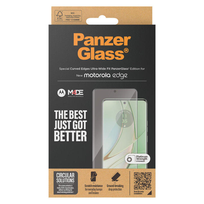 Panzerglas UWF für Motorola Edge 50 Pro, Schwarz, PanzerGlass