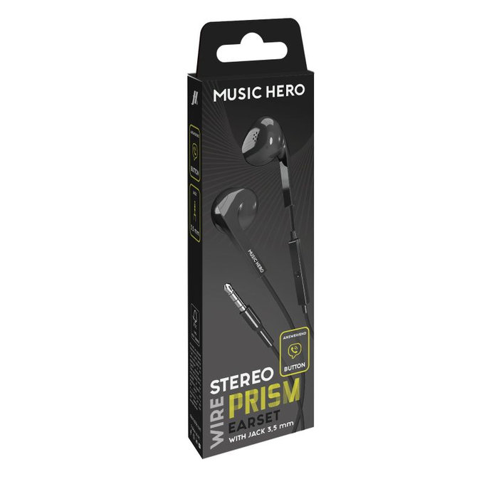 Music Hero - Kopfhörer PRISM, 3.5mm jack, schwarz