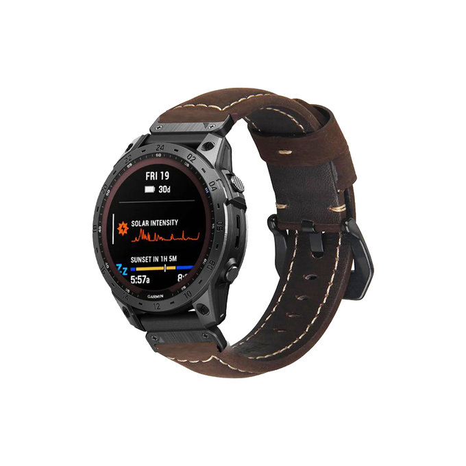 FixPremium - Lederarmband für Garmin (QuickFit 20mm), braun