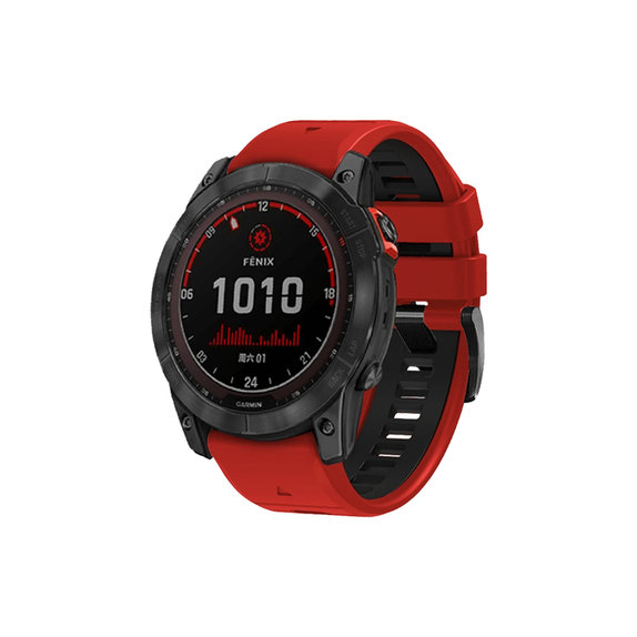 FixPremium - Zweifarbiges Silikonarmband für Garmin (QuickFit 26mm), rot