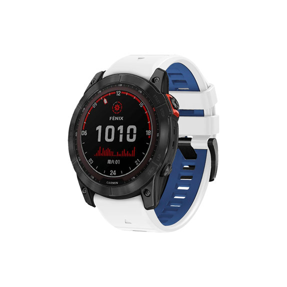 FixPremium - Zweifarbiges Silikonarmband für Garmin (QuickFit 26mm), weiß