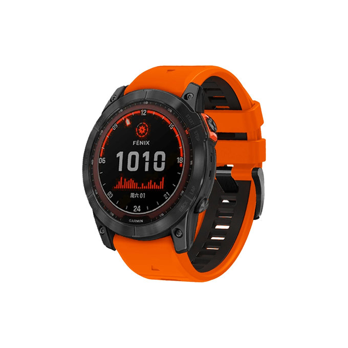 FixPremium - Zweifarbiges Silikonarmband für Garmin (QuickFit 20mm), orange