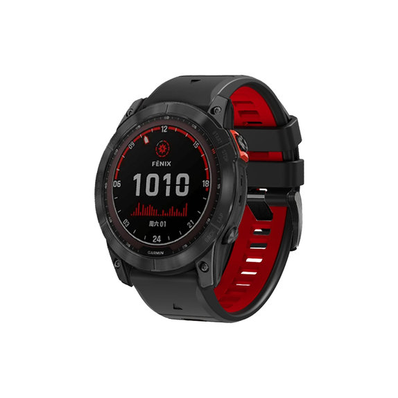FixPremium - Zweifarbiges Silikonarmband für Garmin (QuickFit 26mm), schwarz