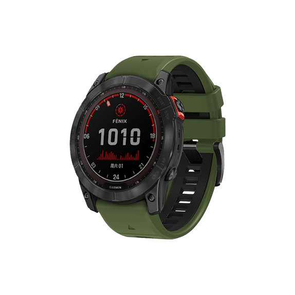 FixPremium - Zweifarbiges Silikonarmband für Garmin (QuickFit 20mm), dunkelgrün