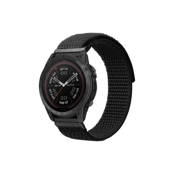 FixPremium - Nylon-Armband für Garmin (QuickFit 22mm), schwarz