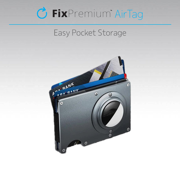 FixPremium - AirTag Carbon Geldbörse mit Clip, schwarz