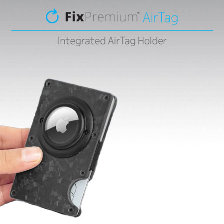 FixPremium - AirTag Carbon Geldbörse mit Clip, schwarz