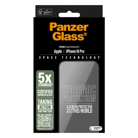 PanzerGlass - Gehärtetes Glas UWF Ceramic mit Applikator Für iPhone 16 Pro, transparent
