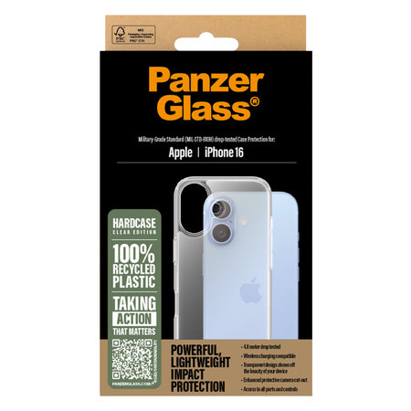 PanzerGlass - Hülle HardCase Für iPhone 16, transparent