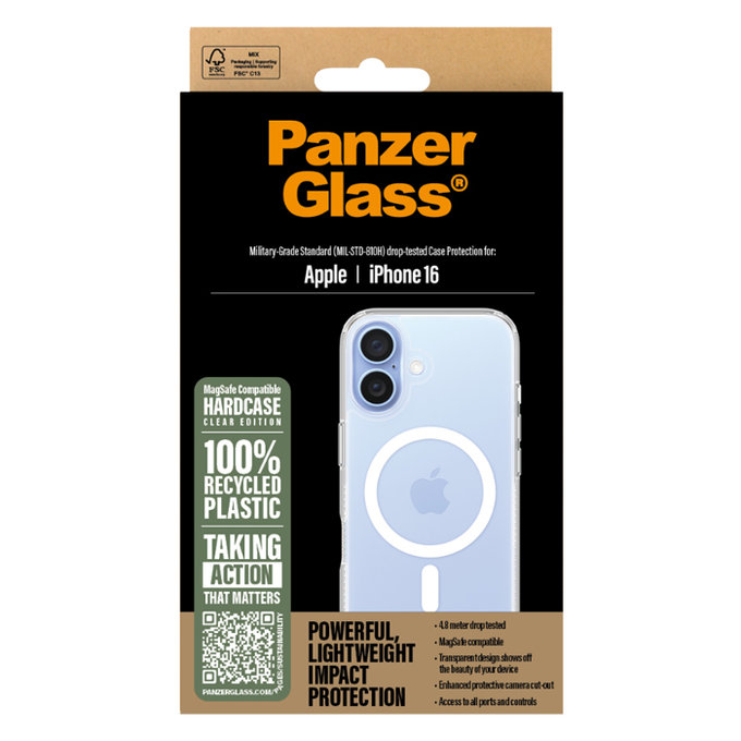 PanzerGlass - Hülle HardCase mit MagSafe Für iPhone 16, transparent