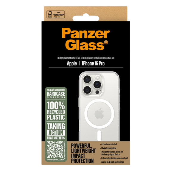 PanzerGlass - Hülle HardCase mit MagSafe Für iPhone 16 Pro, transparent