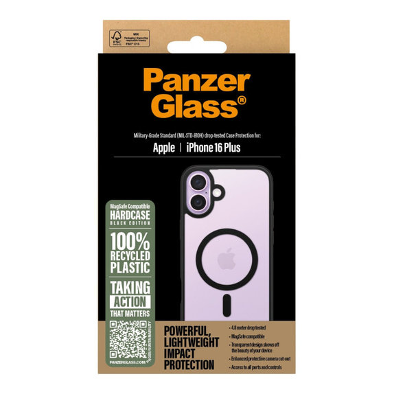 Hülle HardCase mit MagSafe für iPhone 16 Plus, schwarz, PanzerGlass