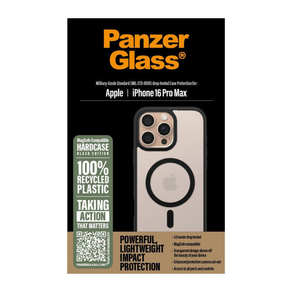 Hülle HardCase mit MagSafe für iPhone 16 Pro Max, schwarz, PanzerGlass