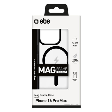 SBS - Hülle Mag Frame mit MagSafe Für iPhone 16 Pro Max, schwarz