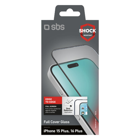 SBS - Gehärtetes Glas Full Cover Für iPhone 16 Plus, schwarz