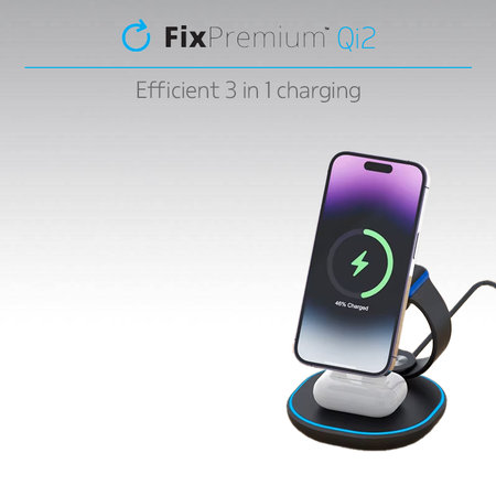 FixPremium - MagSafe Ladeständer mit Qi2, schwarz