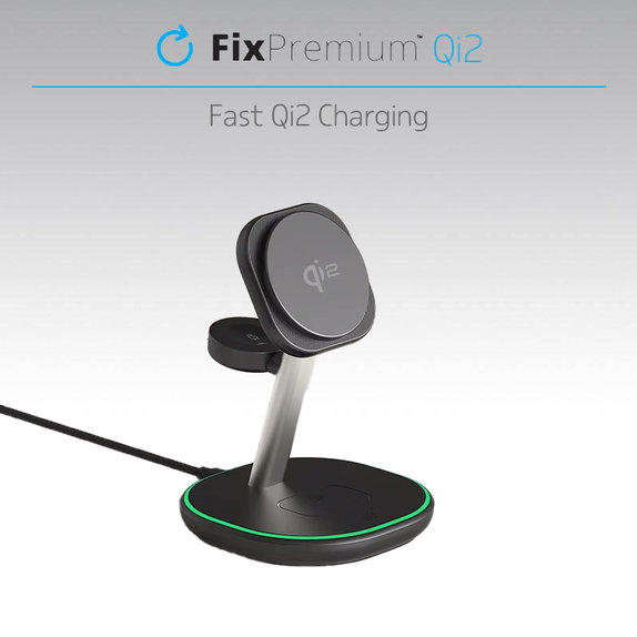 FixPremium - MagSafe Ladeständer mit Qi2, schwarz