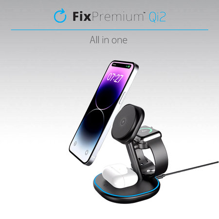 FixPremium - MagSafe Ladeständer mit Qi2, schwarz