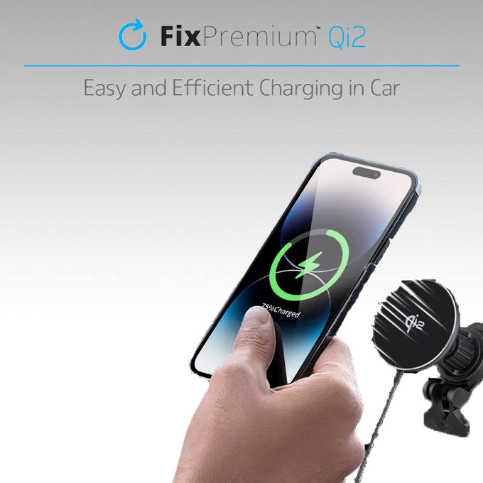 FixPremium - MagSafe Autoladegerät mit Qi2, schwarz