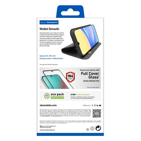 SBS - Hülle Book Wallet Smooth für Samsung Galaxy A16, schwarz