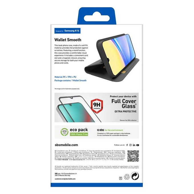 SBS - Hülle Book Wallet Smooth für Samsung Galaxy A16, schwarz