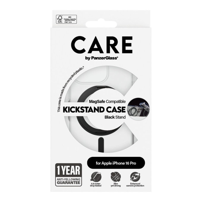 Kickstand Hülle mit MagSafe für iPhone 16 Pro, Schwarz, CARE