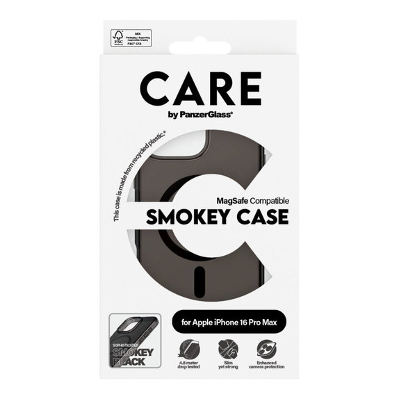 Smokey Hülle mit MagSafe für iPhone 16 Pro Max, Schwarz, CARE