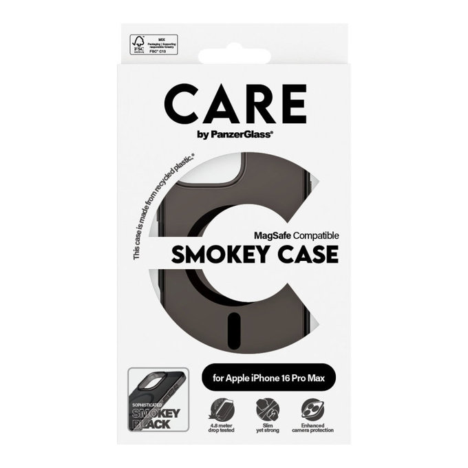 Smokey Hülle mit MagSafe für iPhone 16 Pro Max, Schwarz, CARE