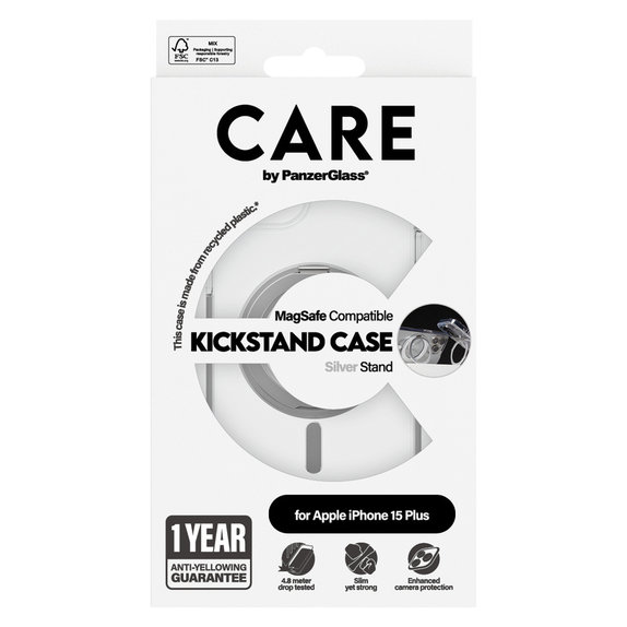Hülle Kickstand mit MagSAFE by PanzerGlass für iPhone 15 Pro Max, Silber, PanzerGlass