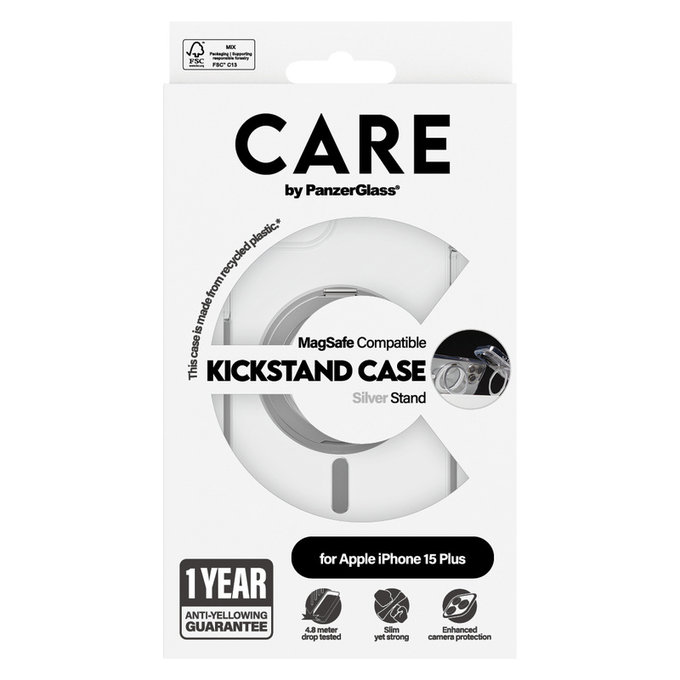 Hülle Kickstand mit MagSAFE by PanzerGlass für iPhone 15 Pro Max, Silber, PanzerGlass