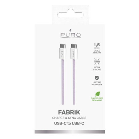 PURO - USB-C Kabel / USB-C, 60W, Fabrik FABK4, 1,5 m, coraltastic