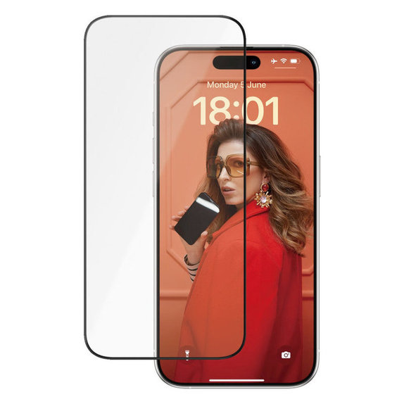 Schutzglas UWF Ceramic mit Applikator für iPhone 15 Pro, Schwarz, PanzerGlass