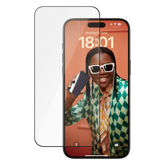 Schutzglas UWF Ceramic mit Applikator für iPhone 15 Pro Max, Schwarz, PanzerGlass