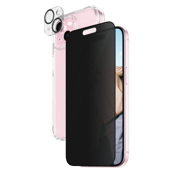 Bundle PicturePerfect + Panzerglas UWF Privacy + Hard Case D3O für iPhone 15, PanzerGlass