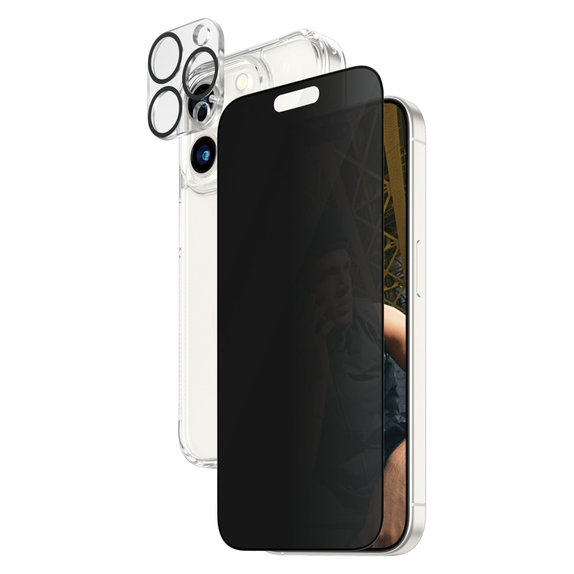 Bundle PicturePerfect + Panzerglas UWF Privacy + Hard Case D3O für iPhone 15 Pro, PanzerGlass