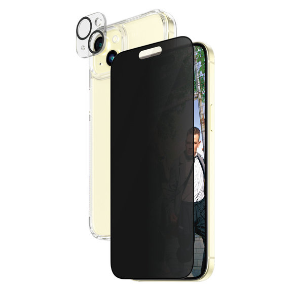 Bundle PicturePerfect + Panzerglas UWF Privacy + Hard Case D3O für iPhone 15 Plus, PanzerGlass