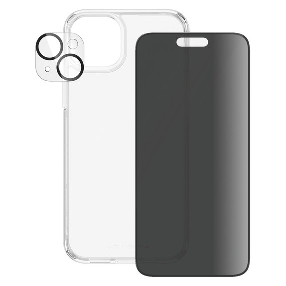 Bundle PicturePerfect + Panzerglas UWF Privacy + Hard Case D3O für iPhone 15 Plus, PanzerGlass