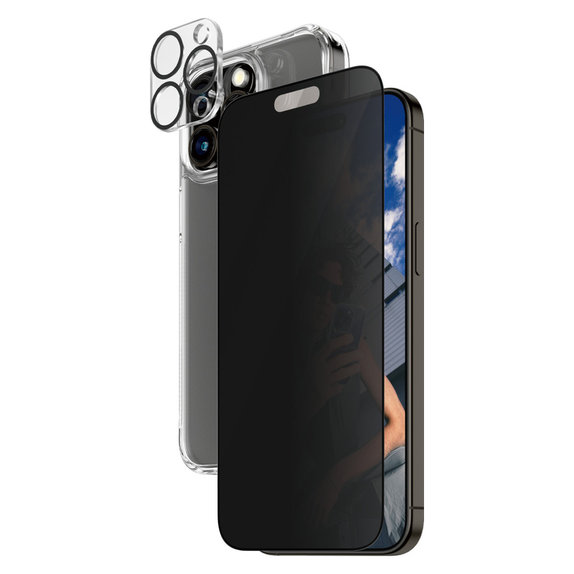 Bundle PicturePerfect + Panzerglas UWF Privacy + Hard Case D3O für iPhone 15 Pro Max, PanzerGlass